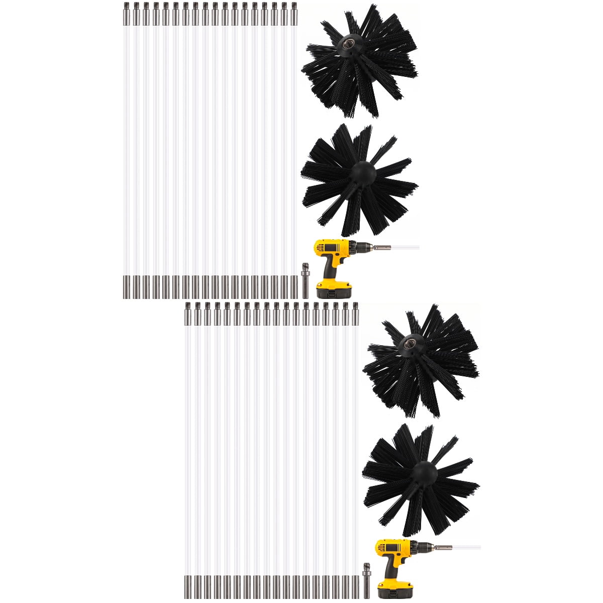 MLINS 36 Pcs Chimney Chimney Sweep Rods Cleaning Gutter Cleaning Tools With Brush Heads