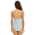 thumbnail image 3 of EFINNY Women's One Piece Shiny Swimsuits Front Tie Bathing Suit Sexy Cutout Waisted Swimwear, 3 of 7