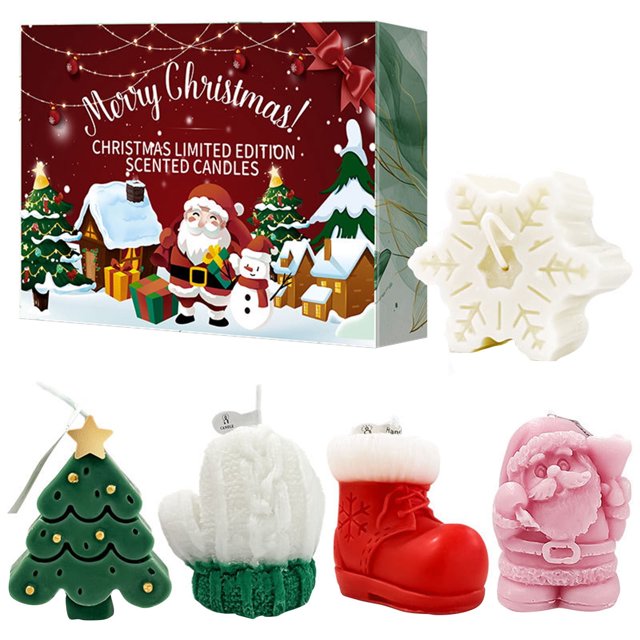 Juego de 5 velas perfumadas para decorar el hogar con diseño de ambiente festivo de velas navideñas