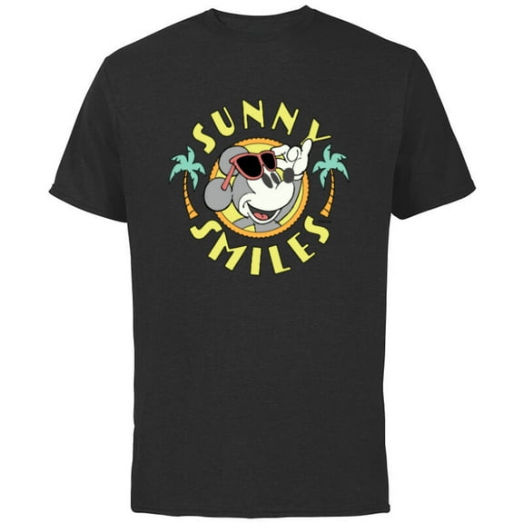 Disney Mickey Mouse Sunny Smiles Summer - Short Sleeve Cotton T-Shirt for Adults - Customized-Black