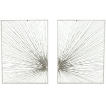 DecMode Silver Metal Coiled Ribbon Sunburst Wall Decor (2 Count)