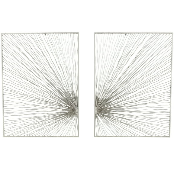 DecMode Silver Metal Coiled Ribbon Sunburst Wall Decor (2 Count)