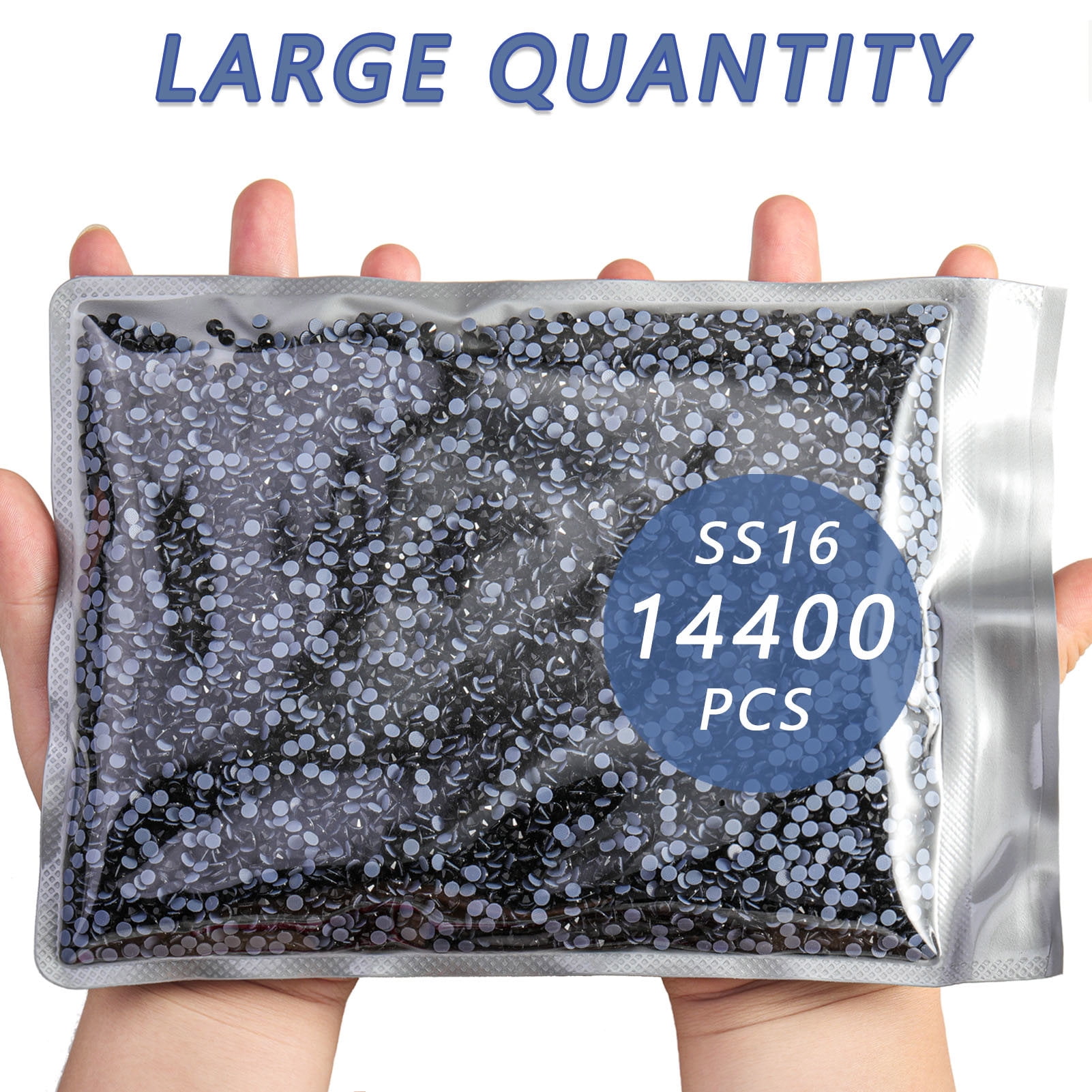 BEADSLAND 14400PCS Hotfix Rhinestones Bulk for Crafts DIY, Black, SS16