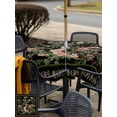 thumbnail image 5 of Outdoor Tablecloths with Umbrella Hole & Zipper, Black Spring Floral 54x54 Inch Square Tablecloths, Elegant Pastoral Flowers Birds Retro Art Waterproof Table Cloth, Patio/Pool/Picnic Table Covers, 5 of 8