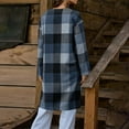 thumbnail image 4 of qucoqpe Womens Plaid Trench Coat Long Sleeve Button Up Casual Shacket Jacket Fall Winter Fashion Elegant Long Pea Coat with Pockets, 4 of 6
