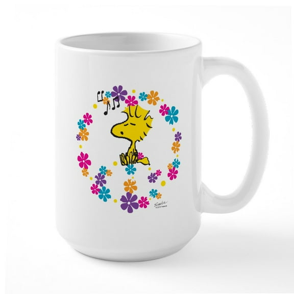CafePress - Woodstock Peace Large Mug - 15 oz Ceramic Large White Novelty Mug