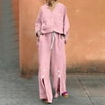 thumbnail image 4 of SDNall Summer Outfits for Women, Shirts for Women, Womens Summer Clothes, and Linen Set for Women Summer Piece Outfits Shirt and Pants Set Casual Sets Wide Leg Pants Set, Pants for Women, 4 of 9