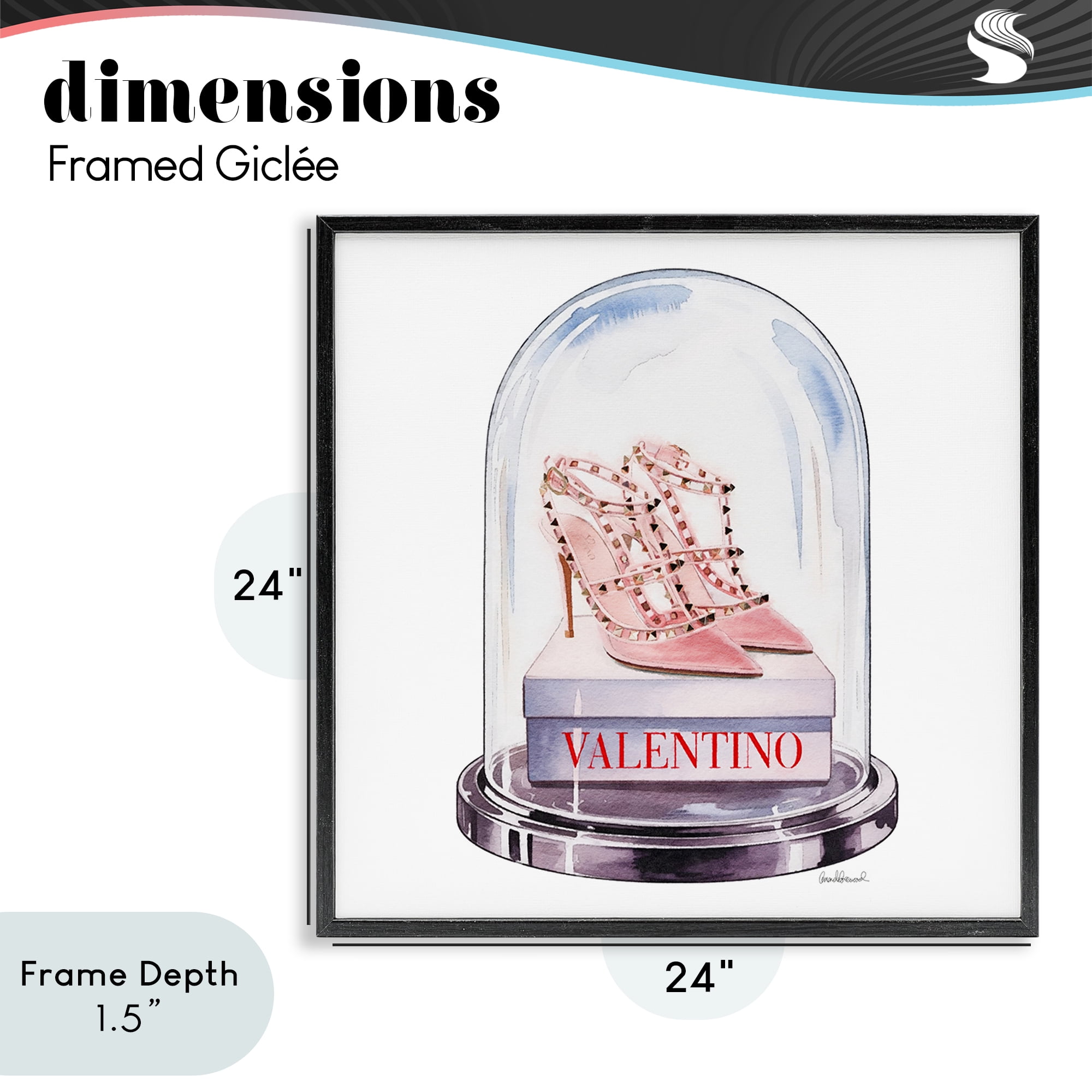 Stupell Industries Pink Heels in Bell Jar Black Framed Giclee Art, design by Amanda Greenwood