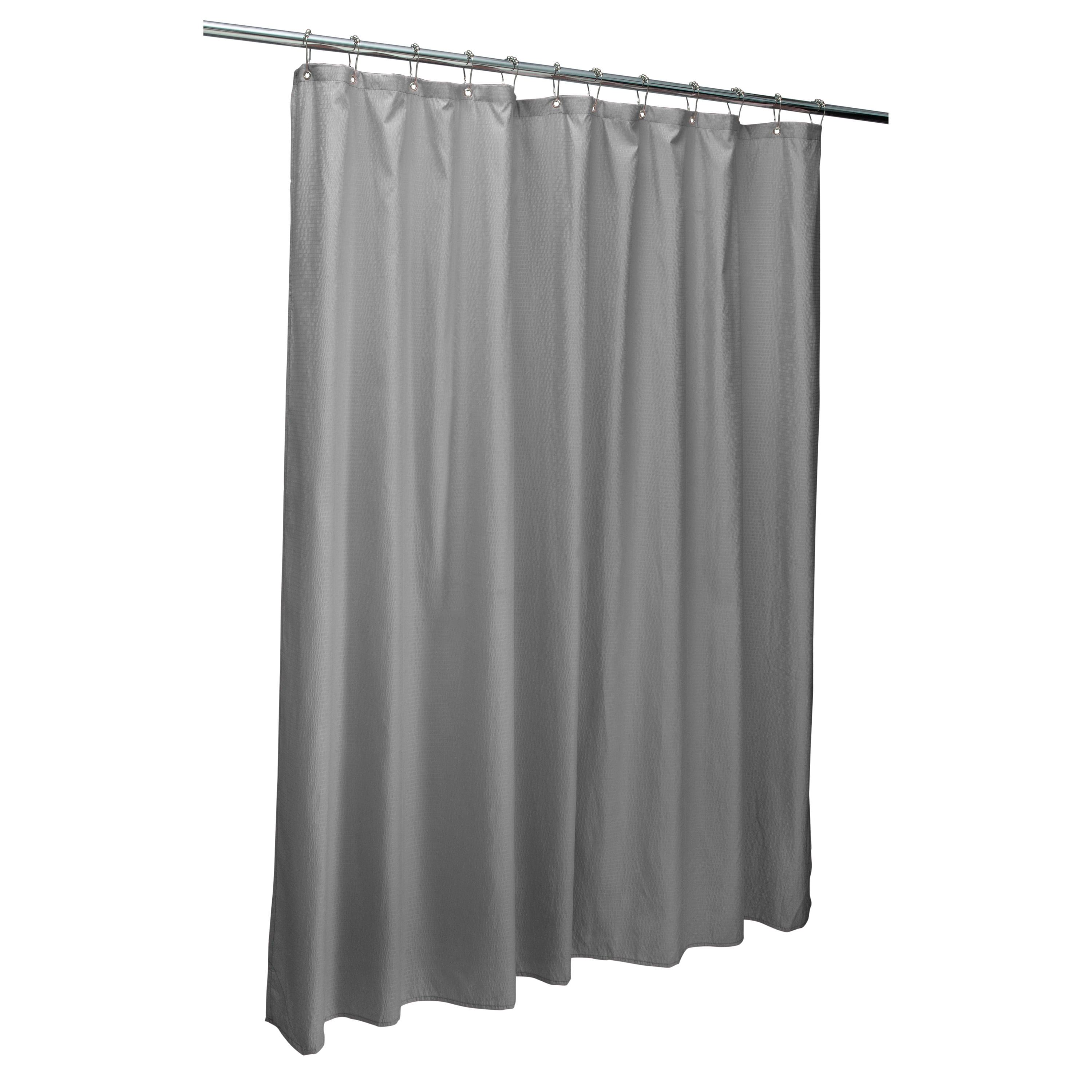 Decorative Sheer Fabric Shower Curtain, Silver Metallic Shower Curtain