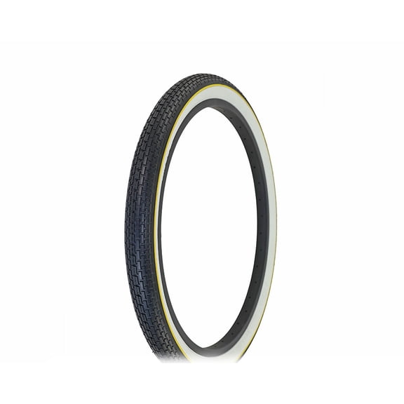 Bike Tire 24 x 2.125 Black/White Side Wall Yellow line HF-120A.