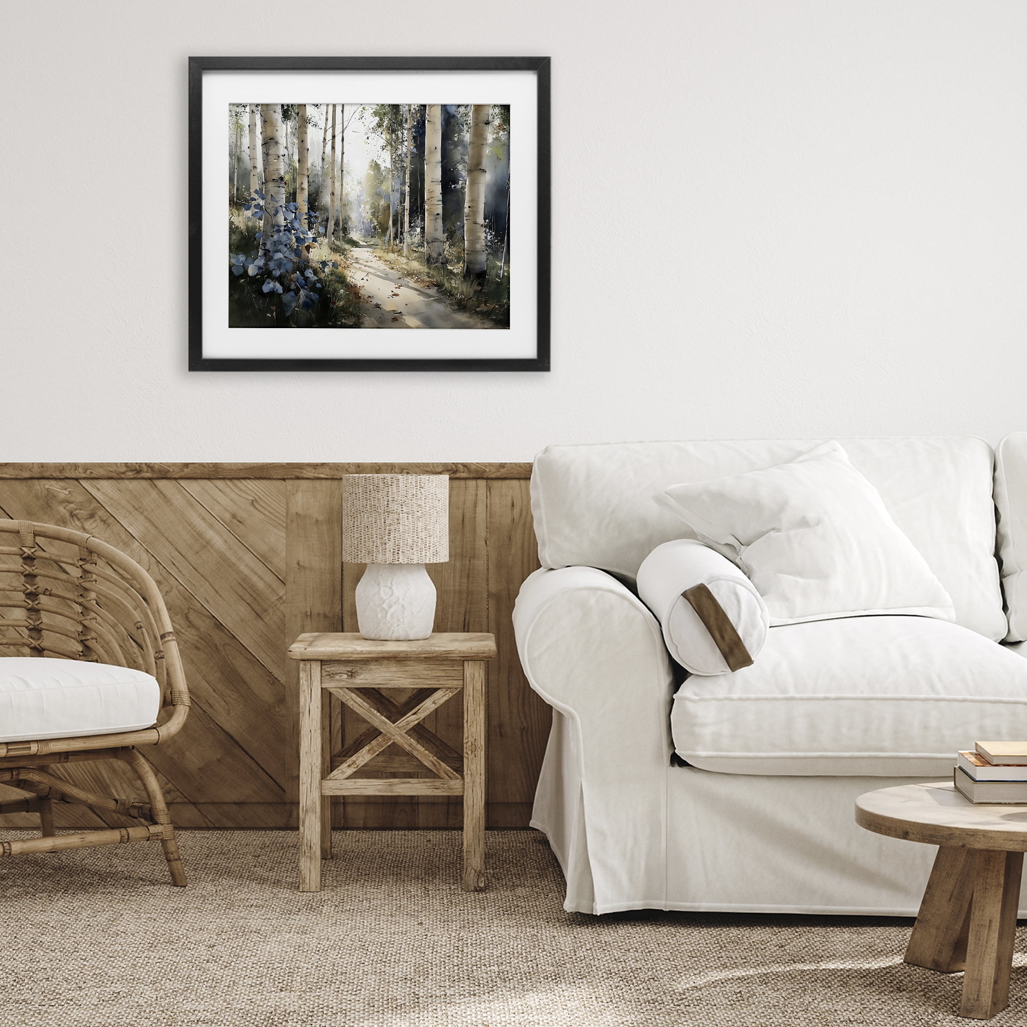 Stupell Industries Blue Birch Sunlit Forest Black Framed Print Under Glass, design by Franklyn Gregory