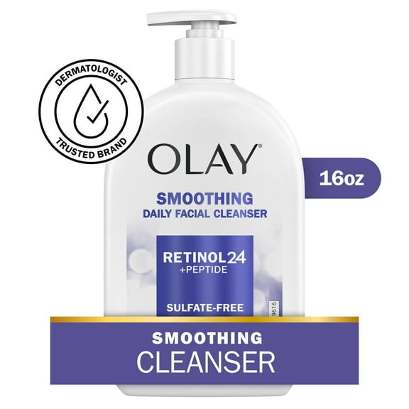 Olay Retinol 24   Peptide Face Wash, Smoothing, Sulfate-Free, 16 oz