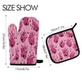 thumbnail image 2 of Heat-Resistant Reversible Oven Mitts and Pot Holders Set Double-Sided Insulated Gloves Kitchen Home Supplies Pink Flames Pattern, 2 of 5