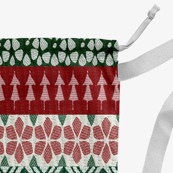 Simply Daisy Canvas FairIsle 18 x 29 in Red Laundry Bag