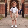 thumbnail image 2 of WhouRiu Boys Formal Outfits Short Sleeve Dress Shirts Suspender Pants Sets Kids Summer Party Clothes, 2 of 5