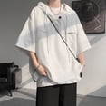 thumbnail image 2 of Mens High Quality Summer Half Sleeve Hooded T-shirt Korean Drawstring Pullover, 2 of 11
