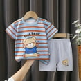 thumbnail image 3 of NIEWTR Toddler Baby Boy Girls Summer Outfit Short Sleeve T-Shirt Tops Elastic Waist Shorts Set Boys Cartoon Print Summer Pjs For 18-24 Months 2t 3t 4t 5t 6t Summer Pajamas Set ,3-9 Months, 3 of 3