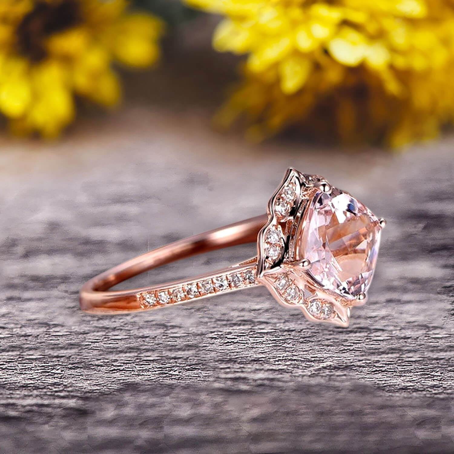 0.87 ct. t.g.w. Morganite and 0.25 ct. t.w. Diamond Heart 2-Stone Ring in  10k Rose Gold | BJ's Wholesale Club