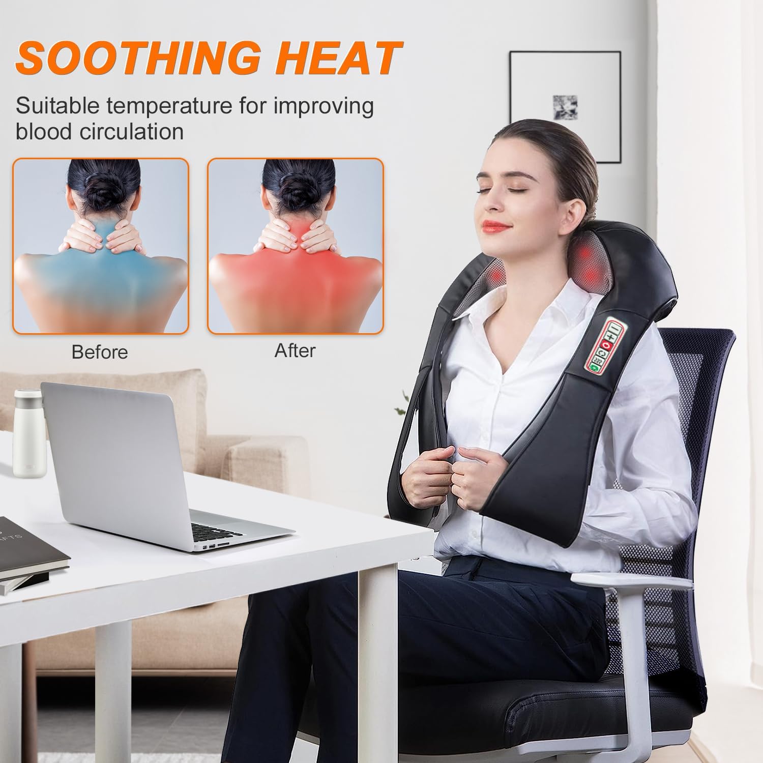 Shiatsu Neck and Shoulder Massager with Heat, Back Massager-Electric Deep Tissue 3D Kneading Massage for Shoulder Leg Body Muscle Pain Relief Use for Home Office,Best Gifts for Women Men Mom Dad