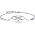 thumbnail image 1 of Pulseras para mujer en plata de ley 925 con corazón infinito, chapadas en oro blanco y diamantes, ajustables. El mejor regalo para el Día de la Madre., 1 of 5