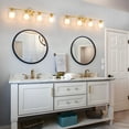 thumbnail image 3 of Modern Bathroom Light Fixtures, 4 Light Vanity Lights Over Mirror, Gold Wall Lamp with Clear Glass Shade for Living Room Cabinet Bedroom Porch, 3 of 8