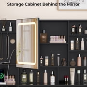 Ktaxon Large 47.2 Makeup Vanity with 3 Color Lights, Dressing Table w/ USB Charging Station, Adult, Black