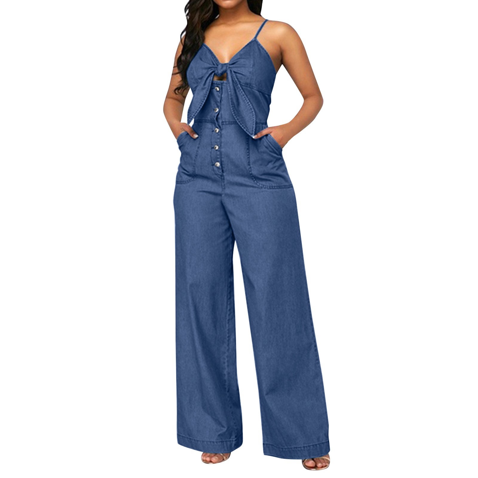 spaghetti strap denim overalls