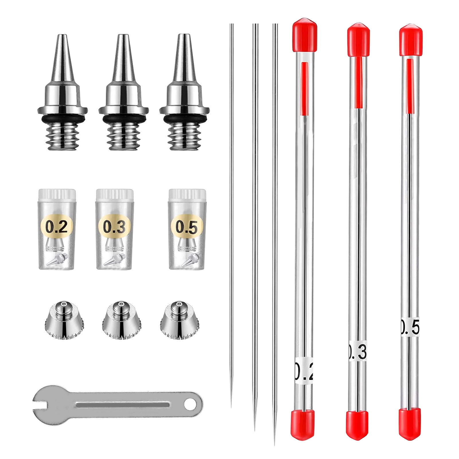 6Pc 0.2/0.3/0.5mm Airbrush Nozzle Needle Replacement Kit For Airbrushe Spray Gun