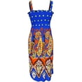 thumbnail image 3 of Peach Couture Women's Midi Multicolor Exotic Smocked Spring Summer Dress, 3 of 3