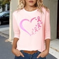 thumbnail image 2 of T-shirt Graphique de Sensibilisation au Cancer pour Femmes, Col Rond, Manches Trois Quarts, Décontracté, Confortable, Tenue Quotidienne, Haut de Festivals, 2 of 4