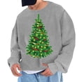 thumbnail image 1 of Sudadera sin capucha para hombre, cuello redondo, deportiva, con estampado de árbol de Navidad, sudadera con capucha, jersey de manga larga, blusa de poliéster para hombre, 1 of 4