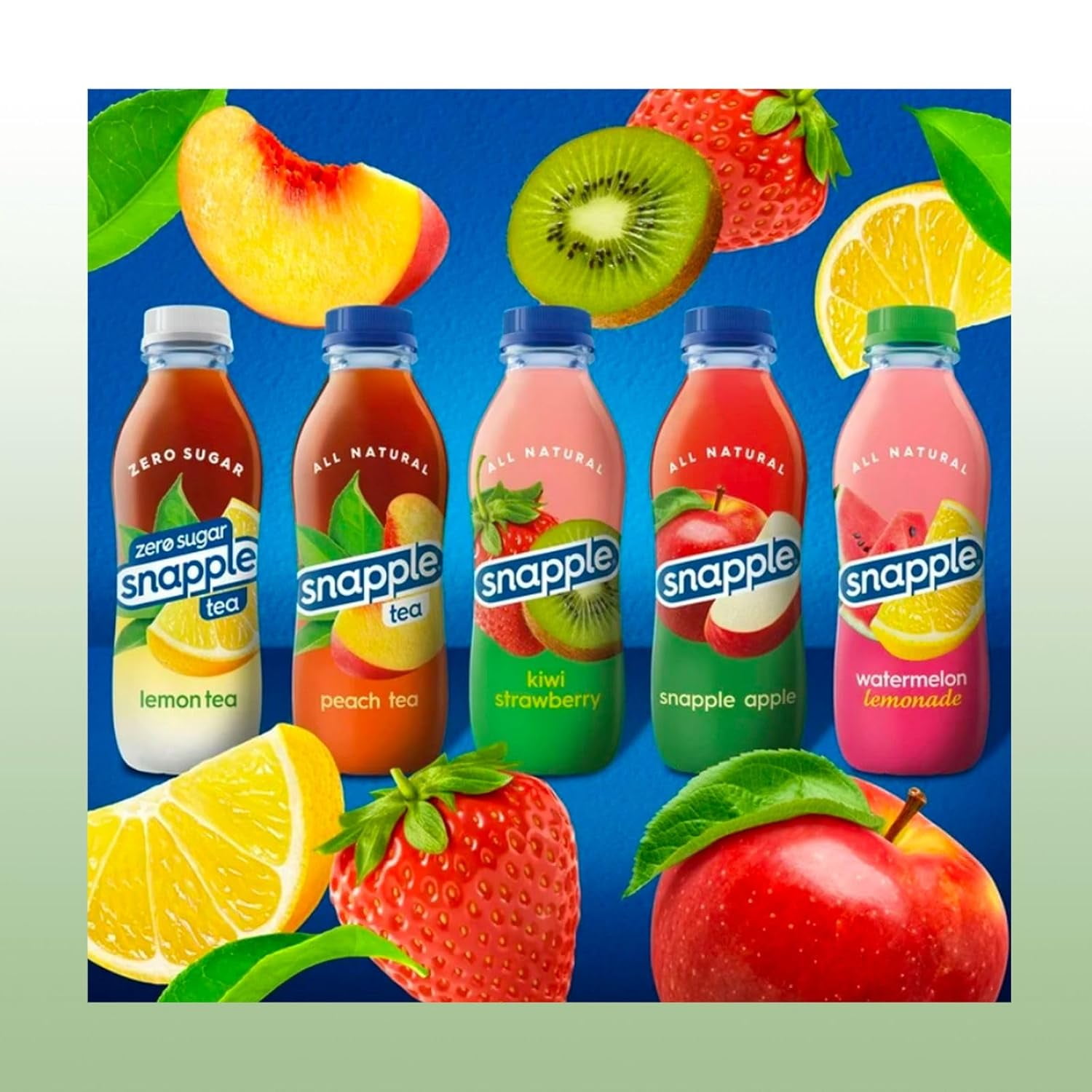 Snapple Zero Sugar Peach All Natural Fruit Juice Drink, 16 fl oz Plastic Bottles, 16-Pack