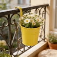 thumbnail image 1 of 4 Inch Railing Planter for Outdoor Plants - Small Balcony Hanging Flower Pots with Detachable Hooks and Drain Holes Metal Oval Bucket Rail Box Fence Planters for Home Garden Decor, Multicolor, 1 of 7