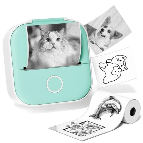 Mini impresora de pegatinas de bolsillo Ponek T02, impresora de recibos portátil, impresora térmica fotográfica para teléfono, compatible con iOS y Android, con cápsulas de impresión para estudio, dia