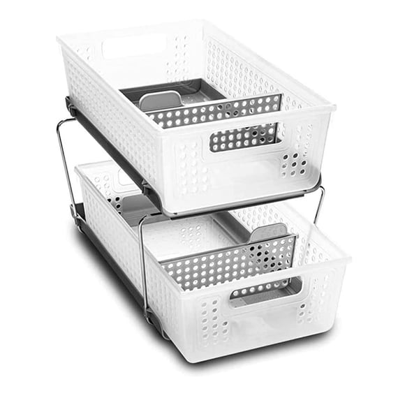 madesmart Organisateur de Bain à 2 Niveaux, Rangement sous l'Évier avec Tiroirs Coulissants, pour Articles de Nettoyage, Garde-Manger, Éponges, Bouteilles et Essentiels de Cuisine, Ajuster
