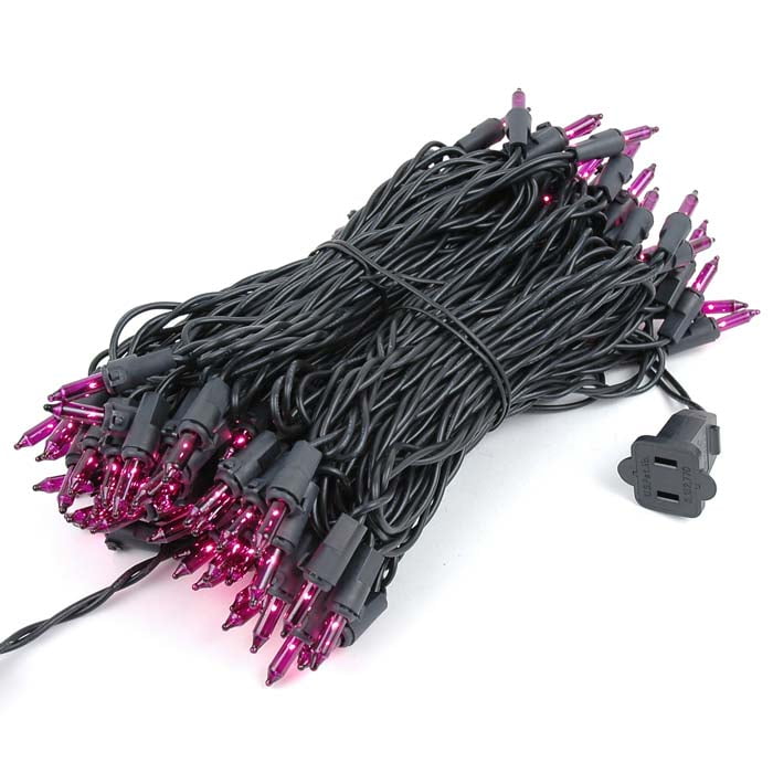 Novelty Lights 100 Light Christmas Mini Light Set, Black Wire, 50' Long