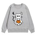 thumbnail image 4 of Weebloom Halloween Boys Girls Sweatshirts For Toddler Ghost Pumpkin Graphic Cute Crewneck Sweatshirt Soft Casual Pullover Long Sleeve Tops For Youth Fall Winter Outfit For Kids Grey 4-5 Years, 4 of 4