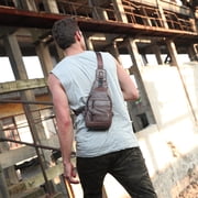 BULLCAPTAIN Chest pack,Leather Waterproof Chest Mens Leather Waterproof Buzhi Siuke