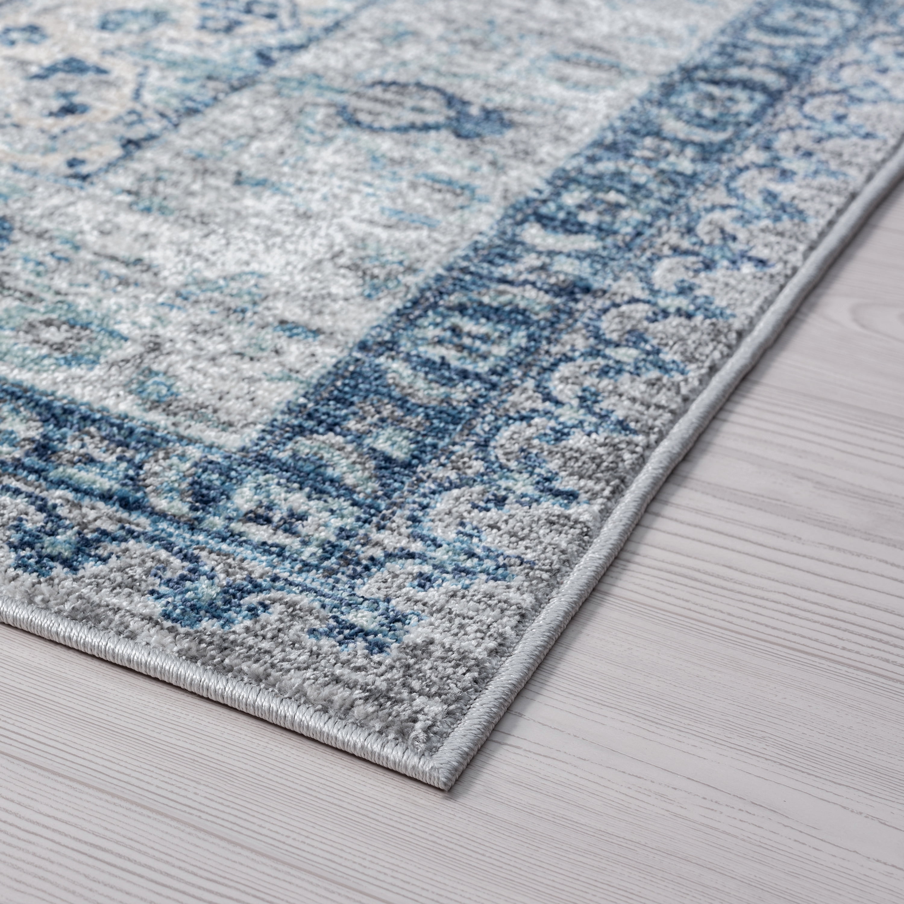 Bliss Rugs Oriental Area Rug, Medallion Indoor Rugs for Living Room, Dining Room, Bedroom | Gray/Blue, 5' x 8' (5'3''x7'3'')