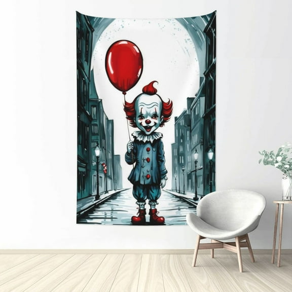 It Pennywise Horror Tapestry Wall Hanging, Art Poster Decor Tapestries for Bedroom Living Room Dorm Home Party, 60"x40"