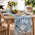 thumbnail image 3 of Burlap Table Runner 90 Inches Long, Summer Vintage Shell Starfish Non-Slip Kitchen Table Runners for Dining Room Everyday Use Party Table Decorations Nautical Coral Seahorse, 3 of 9