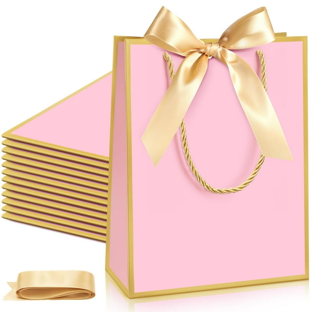 Bolsas de regalo Silkfly Thank You con asa, 23 x 18 x 8 cm, 12 unidades, rosas