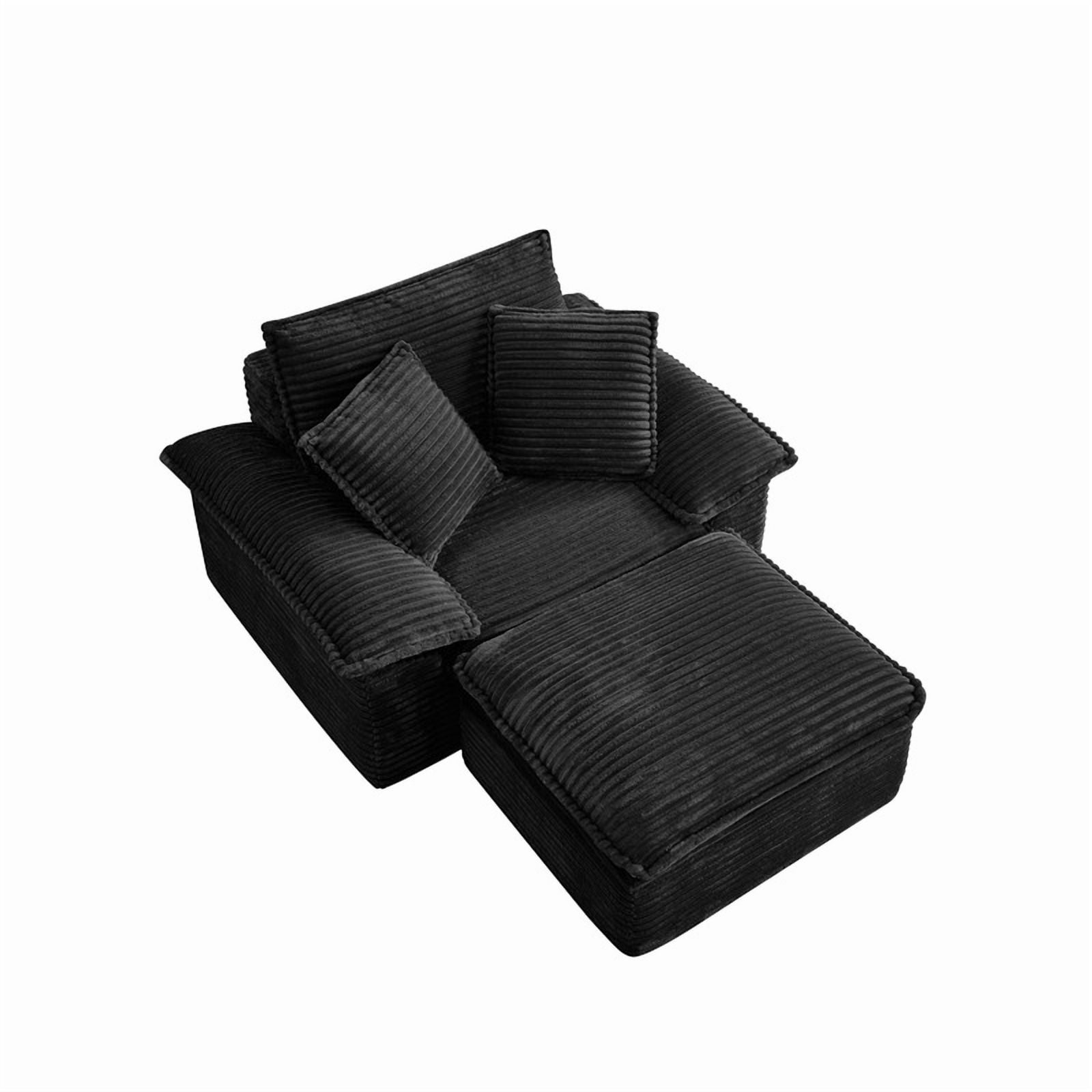 Oversized Single Sofa Chair with Movable 2-Layer Ottoman Set, Chaise Lounge Lazy Sofa, Modular Accent Floor Sofa