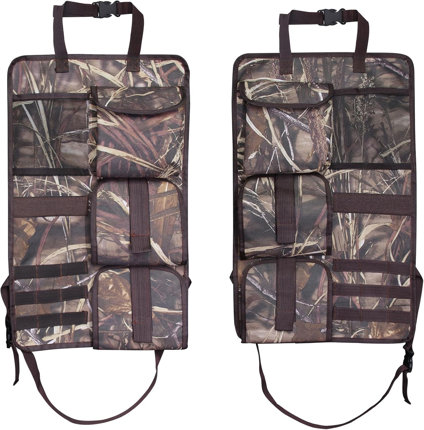 2 Pack Seat Back Gun Rack for Truck, Camo Gun Holder for Car with Molle Panel, Gun Sling Bag Front Seat Gun Organizer Truck Gun Rack for Hunting Gear, Gun Storage for Hunting Rifles SUV