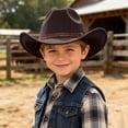 thumbnail image 2 of Kids Western Cowboy Hat for Children or Style Hat for Boys and Girls Sun Adjustable Fit Easy Care Baby Toddler Headwear for Everyday Adventures Coffee One Size, 2 of 4