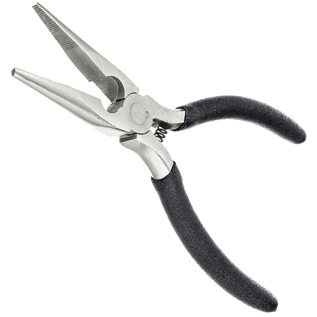 Long Extra-Slim Needle-Nose Pliers with Knurled Jaws, Spring-Loaded, 5-5/8