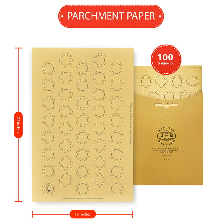 Katbite 100 Pcs Macaron Parchment Paper Sheets 12x16 Inch, Precut Printed  Parchment Baking Paper with Macaron Template, Non-Stick & Heavy Duty, Half