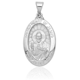 thumbnail image 3 of 14K Solid White Gold Sacred Heart Jesus Christ Head Face Medal Necklace Religious Chain Pendant Christian Faith Charm with chain 16inch, 3 of 8