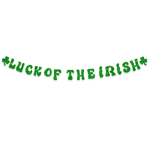 Luck of the Irish Banner, Green Glitter, Shamrock Decorations, St. Patrick's Day Theme