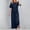 Dark blue, variant on Chuancc Womens linen 2 Piece Outfits Long Sleeve Button Down Shirt Wide Leg Pants Lounge Set Beige L